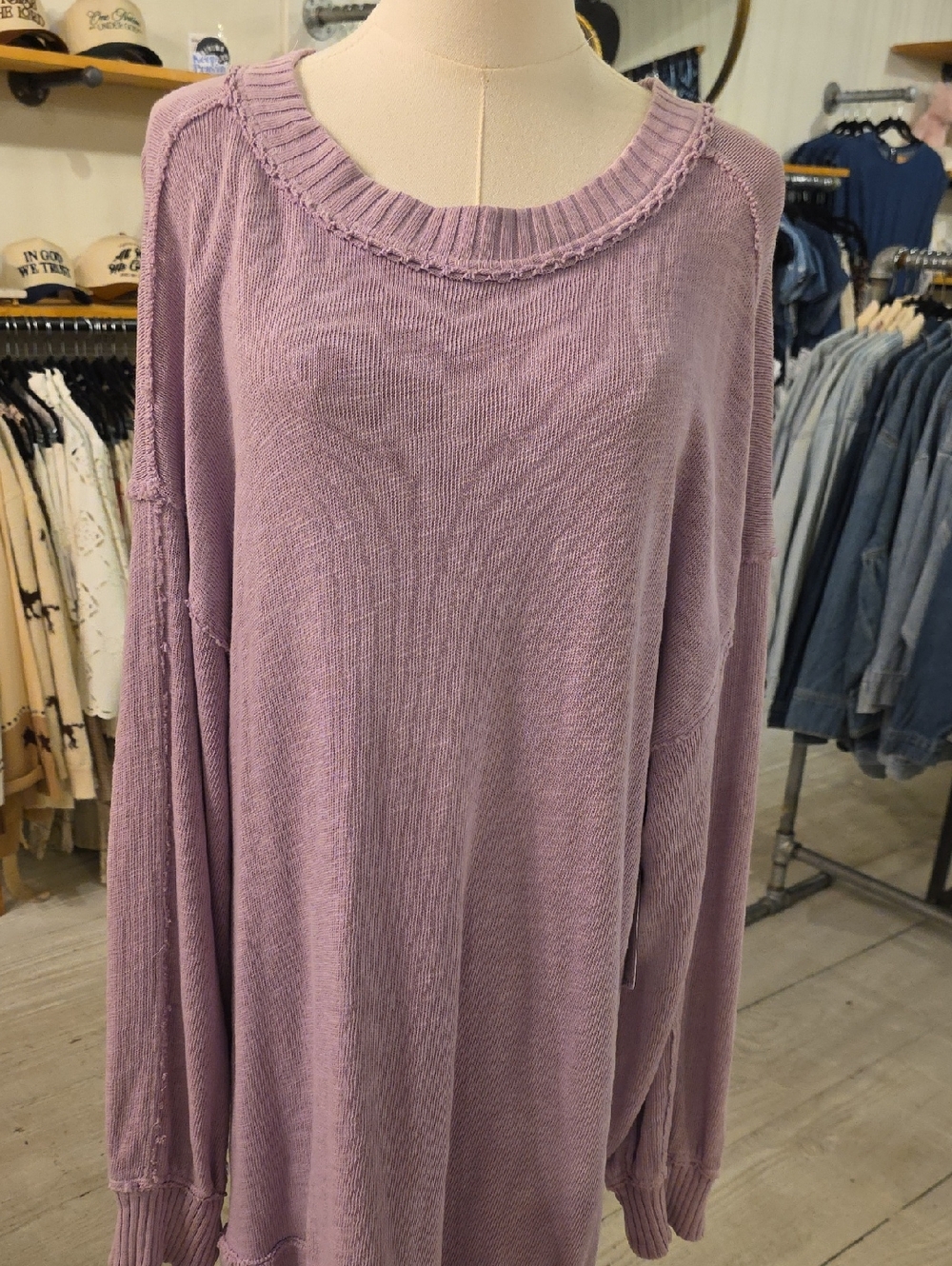 Pilcro For ANTHROPOLOGIE Lavender Ribbed Knit Pullover Long Oversized Sweatshirt